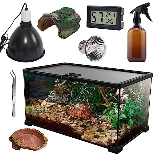 SARUFO Reptilien-Glasterrarium (7 Stück) 30,5 x 20,3 x 15,2 cm, Wasser-/Grasland-Stil, geeignet für kleine Amphibien, Spinnentiere, Vogelspinnen, Skorpione, Reptilien, gehörnte Frösche und wirbellose von SARUFO