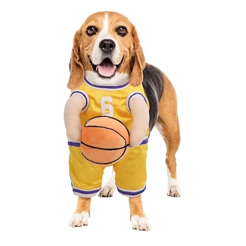 Hunde-Basketballkostüm, Basketballkostüm mit Ball, Hunde-Basketballspieler-Kostüm, verstellbares Hunde-Basketball-Halloween-Kostüm, für kleine, mittelgroße und große Hunde (Größe M) von SASKATE