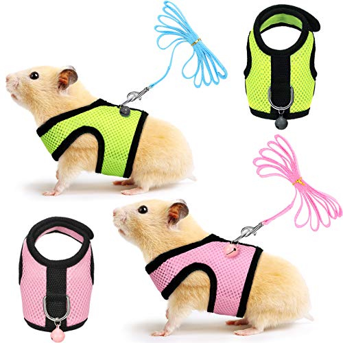 SATINIOR 2 Stück Meerschweinchengeschirr und Leine, Frettchen, Ratten, Hamster, weiches Netz-Geschirr, Leine, Weste, Set mit Glöckchen für kleine Haustiere, Kaninchen, Leguan, Eichhörnchen, pink, S SATINIOR 2 Stück Meerschweinchengeschirr und Leine, Frettchen, Ratten, Hamster, weiches Netz-Geschirr, Leine, Weste, Set mit Glöckchen für kleine Haustiere, Kaninchen, Leguan, Eichhörnchen, pink, S von SATINIOR