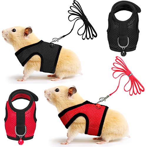 SATINIOR 2 Stück Meerschweinchengeschirr und Leine, Frettchen, Ratten, Hamster, weiches Netz-Geschirr, Leine, Weste, Set mit Glöckchen für kleine Haustiere, Kaninchen, Leguan, Eichhörnchen, rot, S SATINIOR 2 Stück Meerschweinchengeschirr und Leine, Frettchen, Ratten, Hamster, weiches Netz-Geschirr, Leine, Weste, Set mit Glöckchen für kleine Haustiere, Kaninchen, Leguan, Eichhörnchen, rot, S von SATINIOR