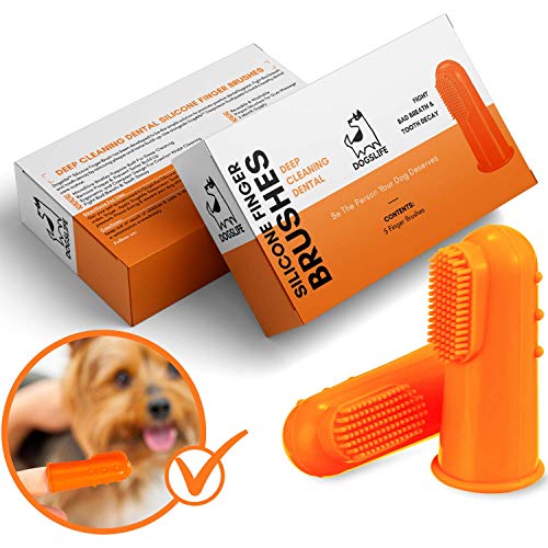 Fingerzahnbürste für Hunde | Zahnstein entfernen & Mundgeruch stoppen | 5er Pack für einfache Hundezähne Reinigung | Silikon-Hundezahnbürste für die totale Zahnpflege von SATOHA