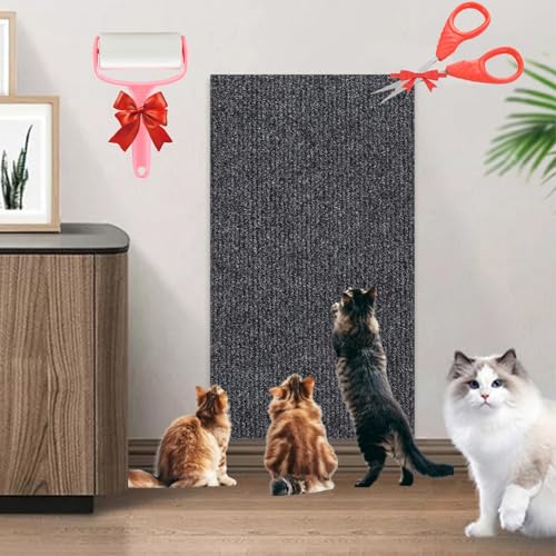 Asisumption Cat Scratching Mat,Cat Scratching Mat - Protecting Furniture,Cat Climbing Mat,Trimmable Self-Adhesive Cat Couch Protector for Cat Wall Furniture,Couch Protection (11.8 * 39.4in,Gray) von SATUSA