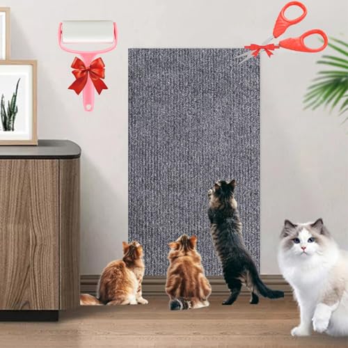 Asisumption Cat Scratching Mat,Cat Scratching Mat - Protecting Furniture,Cat Climbing Mat,Trimmable Self-Adhesive Cat Couch Protector for Cat Wall Furniture,Couch Protection (11.8 * 39.4in,Grey) von SATUSA