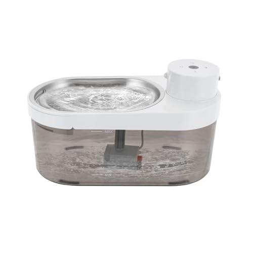 Haustier-Wasser-Brunnen Katze-Trinkbrunnen für Küche im Schlafzimmer auf dem Balkon Semi-Clear Braun Weiß 30.6 * 15.5 * 17.6CM von SAUADY