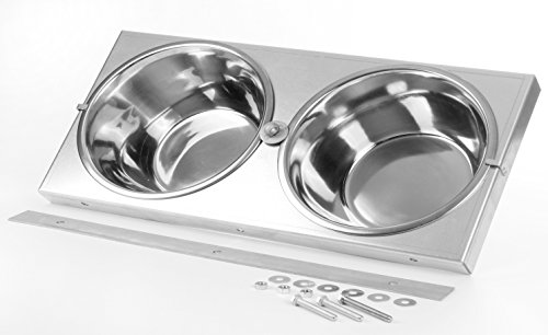 SAUERLAND Futternapf-Set zum Anschrauben mit 2 Edelstahlschüsseln, Hundenäpfe, Wassernapf, Futternapf von SAUERLAND