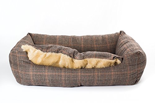 SAUERLAND Hundebett Tweed-Optik 100x70 cm mit Wendekissen, Hundekissen, Hundematte, Liegekissen, Schlafplatz von SAUERLAND