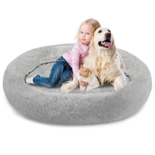 SAVFOX Hundebetten, Plüsch, beruhigend, Donutform, bequem, Kuschelbett für kleine bis sehr große Hunde und für Katzen, Kunstfell, waschbar, mehrere Größen: XS–XXL SAVFOX Hundebetten, Plüsch, beruhigend, Donutform, bequem, Kuschelbett für kleine bis sehr große Hunde und für Katzen, Kunstfell, waschbar, mehrere Größen: XS–XXL von SAVFOX