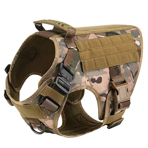 Großes Hundegeschirr und Leine Set Haustier Deutscher Schäferhund Training Walking Weste Hundegeschirr und Halsband Set Alle Rassen Hund (Farbe: Camouflage Geschirr, Größe: XL) von SAVOMA