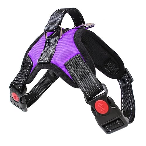 Hundegeschirr Reflektierend Verstellbar Haustier Geschirr Weste mit Griff Outdoor Training Brustgurt Kleine Mittlere Große Hunde (Farbe: Lila, Größe: 33) von SAVOMA
