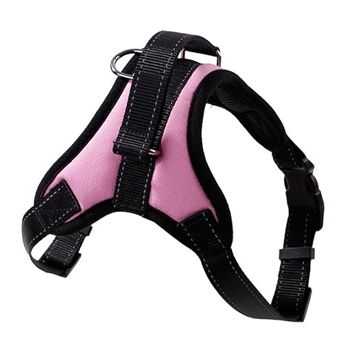 Hundegeschirr Reflektierend Verstellbar Haustier Geschirr Weste mit Griff Outdoor Training Brustgurt Kleine Mittlere Große Hunde (Farbe: Rosa, Größe: XL) von SAVOMA