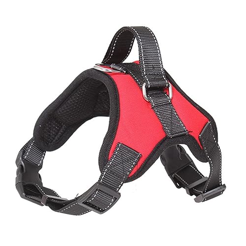 Hundegeschirr Reflektierend Verstellbar Haustier Geschirr Weste mit Griff Outdoor Training Brustgurt Kleine Mittlere Große Hunde (Farbe: Rot, Größe: XL) von SAVOMA