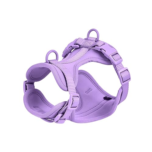 Hundegeschirr und Leine Set No Pull Hundeweste Geschirr Wasserdicht Hundeleine Halsband für kleine, mittelgroße und große Hunde (Farbe: A Purple Harness, Größe: 33) von SAVOMA