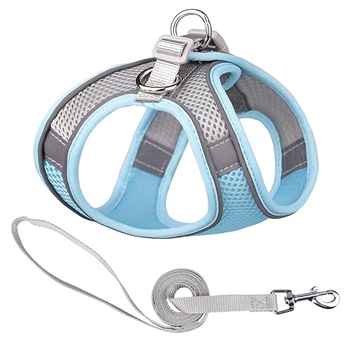 Reflektierendes Hundegeschirr Nylon No Pull Pet Halsbänder Weste für kleine Hunde Welpen Katze Brustgurt Atmungsaktiv Verstellbares Gehgeschirr (Farbe: 3-Blau, Größe: XS (3,0-4,0 kg)) von SAVOMA