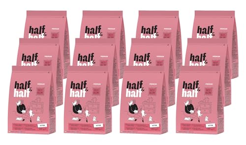 Half&Half - Katzenfutter Trocken - Trockenfutter für Katzen - für Kätzchen - Rindfleisch - mit getrocknetem frischem Fleisch, mit VIT. A, D3, E - 12er-Pack (12x300 g) von SAVORY to excite