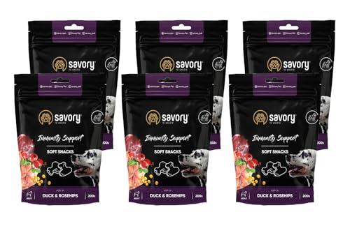 SAVORY to excite - Hunde Leckerlis - Leckereien für Hunde - Alle Rassen - Ente & Hagebutte, mit Kamille - Hundesnack angereichert mit Superfoods - 6er-Pack (6x200 g) von SAVORY to excite
