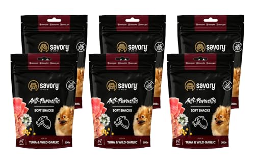 SAVORY to excite - Hunde Leckerlis - Leckereien für Hunde - Alle Rassen - Thunfisch & Bärlauch, mit Kürbis - Hundesnack angereichert mit Superfoods - 6er-Pack (6x200 g) von SAVORY to excite