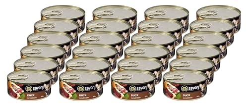 Savory - Hundefutter Nass - Nassfutter für Hunde - für Erwachsener Hund - Ente - Zarte Pastete mit saftiger und lockerer Textur, hoher Fleischanteil - 24er-Pack (24x100 g) von SAVORY to excite