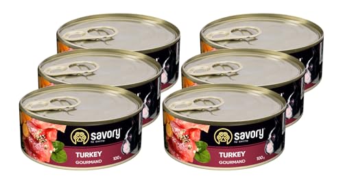 Savory - Hundefutter Nass - Nassfutter für Hunde - für Erwachsener Hund - Türkei - Zarte Pastete mit saftiger und lockerer Textur, hoher Fleischanteil - 6er-Pack (6x100 g) von SAVORY to excite