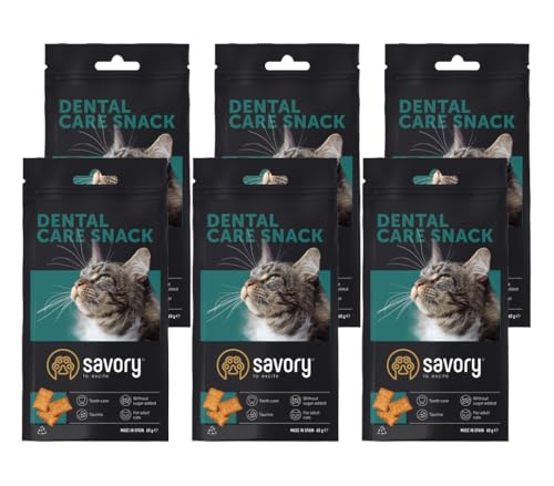 Savory - Katzen Leckerlies - Katzenleckerlis - - Zahnpflege - alle Katzenrassen, Katzen und Kätzchen ab 1 Jahr - mit VIT. A, E, D3 und Taurin - Katzensnacks 6er-Pack (6x60 g) von SAVORY to excite