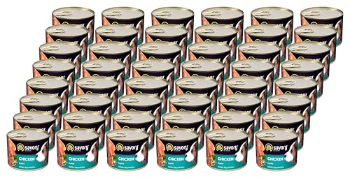 Savory - Hundefutter Nass - Nassfutter für Hunde - für Welpen Aller Rassen - Huhn - Zarte Pastete mit saftiger und lockerer Textur, hoher Fleischanteil - 48er-Pack (48x200 g) von SAVORY to excite