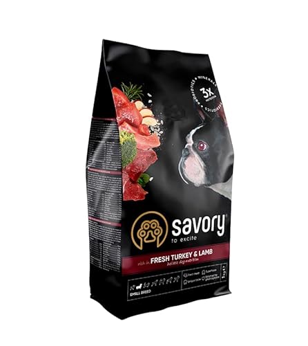 Savory - Hundefutter Trocken - Trockenfutter für Hunde - Kleine Rasse - Frische Pute & Lamm - auf Basis von getrocknetem frischem Fleisch, mit VIT. A, D3, E, C - 1er-Pack (1x1 kg) von SAVORY to excite