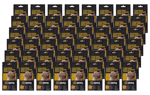 Savory - Katzen Leckerlies - Katzenleckerlis - - Huhn und Käse - alle Katzenrassen, Katzen und Kätzchen ab 1 Jahr - mit VIT. A, E, D3 und Taurin - Katzensnacks 48er-Pack (48x60 g) von SAVORY to excite