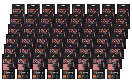 Savory - Katzen Leckerlies - Katzenleckerlis - - Lachs - alle Katzenrassen, Katzen und Kätzchen ab 1 Jahr - mit VIT. A, E, D3 und Taurin - Katzensnacks 48er-Pack (48x60 g) von SAVORY to excite