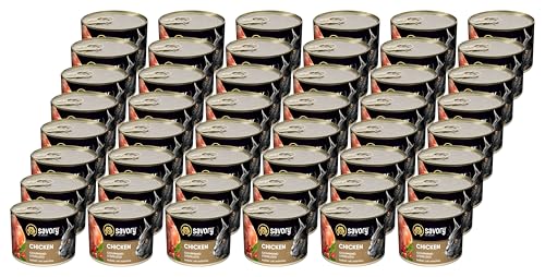 Savory - Katzenfutter Nass - Katzennassfutter - für Erwachsene Katze sterilisiert - Huhn - Weiche Fleischstücke, mit Taurin, Vitamine E, D3, Zink - Nassfutter 48er-Pack (48x200 g) von SAVORY to excite