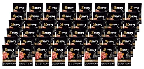 Savory - Katzenfutter Nass - Katzennassfutter - für Erwachsene Katze sterilisiert - Pute & Karotte - Weiche Fleischstücke, mit Taurin, Vitamine E, D3, Zink - Nassfutter 48er-Pack (48x85 g) von SAVORY to excite