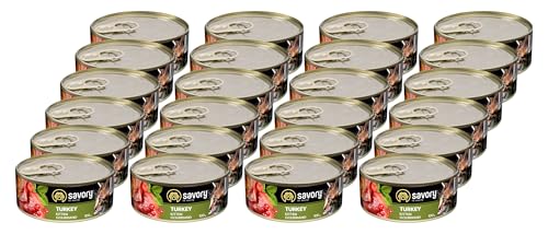 Savory - Katzenfutter Nass - Katzennassfutter - für Kätzchen - Türkei - Weiche Fleischstücke, mit Taurin, Vitamine E, D3, Zink - Nassfutter 24er-Pack (24x100 g) von SAVORY to excite