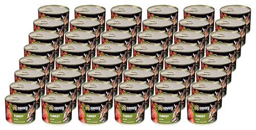 Savory - Katzenfutter Nass - Katzennassfutter - für Kätzchen - Türkei - Weiche Fleischstücke, mit Taurin, Vitamine E, D3, Zink - Nassfutter 48er-Pack (48x200 g) von SAVORY to excite
