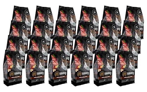 Savory - Katzenfutter Trocken - Trockenfutter für Katzen - für Erwachsene Katze empfindlich - Frisches Lamm & Pute - auf Basis von getrocknetem frischem Fleisch, mit VIT. A, D3, E - 24Pack (24x400 g) von SAVORY to excite