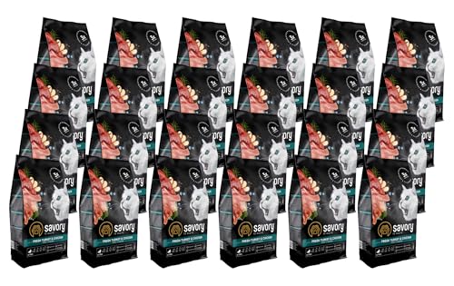 Savory - Katzenfutter Trocken - Trockenfutter für Katzen - für Kätzchen - Frisches Puten- und Hühnerfleisch - auf Basis von getrocknetem frischem Fleisch, mit VIT. A, D3, E - 24Pack (24x400 g) von SAVORY to excite