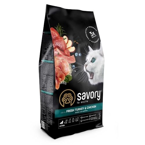SAVORY Erwachsene Katze Gourmand Frisch - Ganzheitliche Katzenfutter Trockenfutter - Mischung aus Präbiotika, Probiotika und Mineralien - Huhn mit frischer Pute - 2 kg SAVORY Erwachsene Katze Gourmand Frisch - Ganzheitliche Katzenfutter Trockenfutter - Mischung aus Präbiotika, Probiotika und Mineralien - Huhn mit frischer Pute - 2 kg von SAVORY