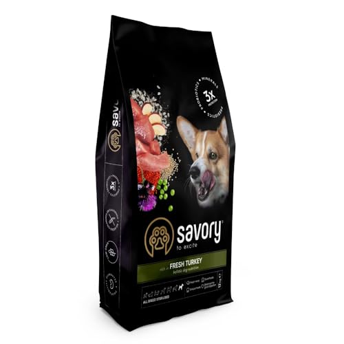 SAVORY Hunde Gourmand Frisch - Ganzheitliche Hundefutter Trockenfutter - Mischung aus Präbiotika, Probiotika und Mineralien - Alle Rassen Steril - Pute - 12 kg SAVORY Hunde Gourmand Frisch - Ganzheitliche Hundefutter Trockenfutter - Mischung aus Präbiotika, Probiotika und Mineralien - Alle Rassen Steril - Pute - 12 kg von SAVORY
