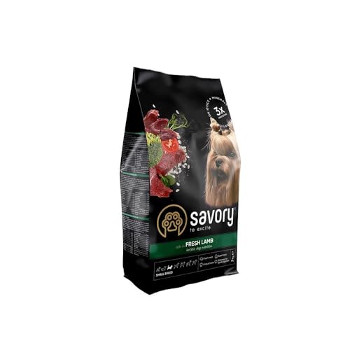 SAVORY Hunde Gourmand Frisch - Ganzheitliche Hundefutter Trockenfutter - Mischung aus Präbiotika, Probiotika und Mineralien - Kleine Rasse - Frisches Lamm - 3 kg von SAVORY