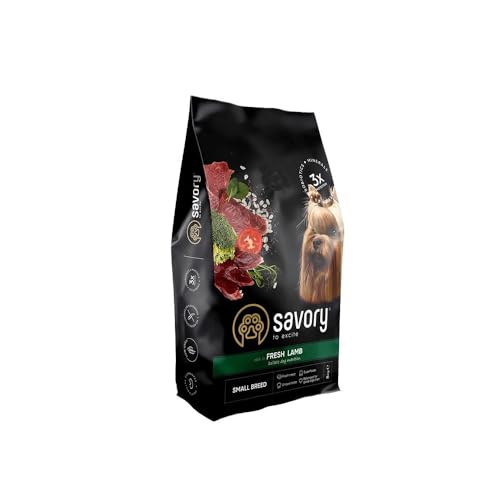 SAVORY Hunde Gourmand Frisch - Ganzheitliche Hundefutter Trockenfutter - Mischung aus Präbiotika, Probiotika und Mineralien - Kleine Rasse - Frisches Lamm - 8 kg von SAVORY