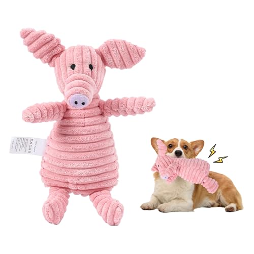 Interaktives Plüsch Hundespielzeug - Quietschend, Tug of War, Plüschtier Kauspielzeug für Welpen, Kleine, Mittlere, Große Hunde (Schwein) von SAVOSWEET