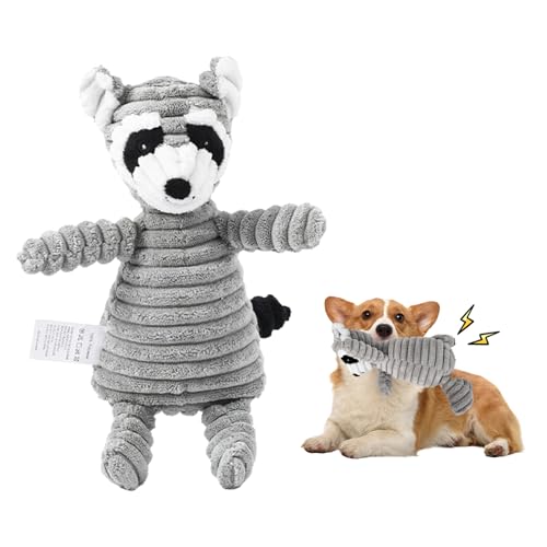 Interaktives Plüsch Hundespielzeug - Quietschend, Tug of War, Plüschtier Kauspielzeug für Welpen, Kleine, Mittlere, Große Hunde (Waschbär) von SAVOSWEET