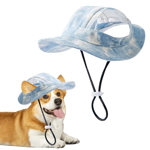 Modisch Hund Baseballmütze, Sonnenschutz Hundemütze für Hund, Verstellbare Baseballmütze für Haustiere, Hunde-Sonnenhut mit Ohrlöcher, Hund Baseballmütze für Kleine Hunde, Welpen, Katzen (M-Blau) Modisch Hund Baseballmütze, Sonnenschutz Hundemütze für Hund, Verstellbare Baseballmütze für Haustiere, Hunde-Sonnenhut mit Ohrlöcher, Hund Baseballmütze für Kleine Hunde, Welpen, Katzen (M-Blau) von SAVOSWEET