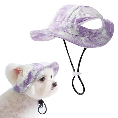 Modisch Hund Baseballmütze, Sonnenschutz Hundemütze für Hund, Verstellbare Baseballmütze für Haustiere, Hunde-Sonnenhut mit Ohrlöcher, Hund Baseballmütze für Kleine Hunde, Welpen, Katzen (S-Lila) Modisch Hund Baseballmütze, Sonnenschutz Hundemütze für Hund, Verstellbare Baseballmütze für Haustiere, Hunde-Sonnenhut mit Ohrlöcher, Hund Baseballmütze für Kleine Hunde, Welpen, Katzen (S-Lila) von SAVOSWEET