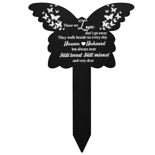 SAVOSWEET Erinnerungsplakette mit Schmetterlingsmotiv - Those we Love Don't go Away - Acryl-Gedenktafel für den Außenbereich, Grabstein, Tribut, Gedenktafel Gravur für Tiergrab von SAVOSWEET
