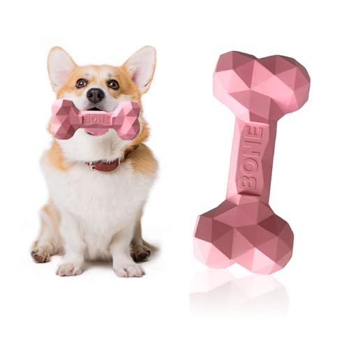 SAVOSWEET Kauspielzeug Hund Knochen Gummi, Hundespielzeug Knochen Unzerstörbar, Hundeknochen Kleine Hunde Rosa, Geeignet für Hunde Innerhalb von 5 Kg, Hundespielzeug zur Zahnreinigung von SAVOSWEET