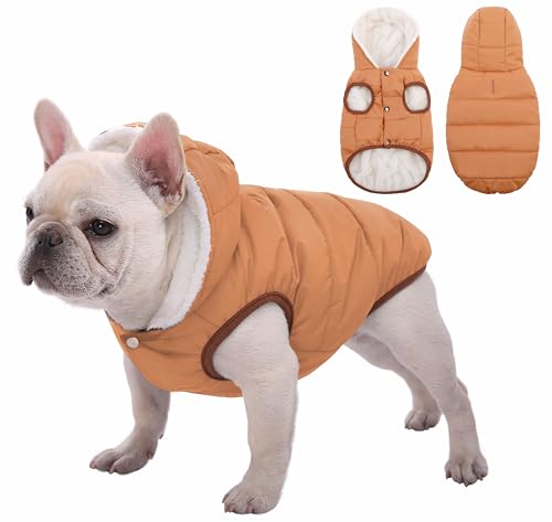 Hunde-Fleece-Hoodie, winddicht, wasserdicht, mit Fleece und Baumwolle gefüttert, warme Hundejacke, kaltes Wetter, Haustierbekleidung, Weste für kleine, mittelgroße und große Hunde, Khaki, Größe L Hunde-Fleece-Hoodie, winddicht, wasserdicht, mit Fleece und Baumwolle gefüttert, warme Hundejacke, kaltes Wetter, Haustierbekleidung, Weste für kleine, mittelgroße und große Hunde, Khaki, Größe L von SAWMONG