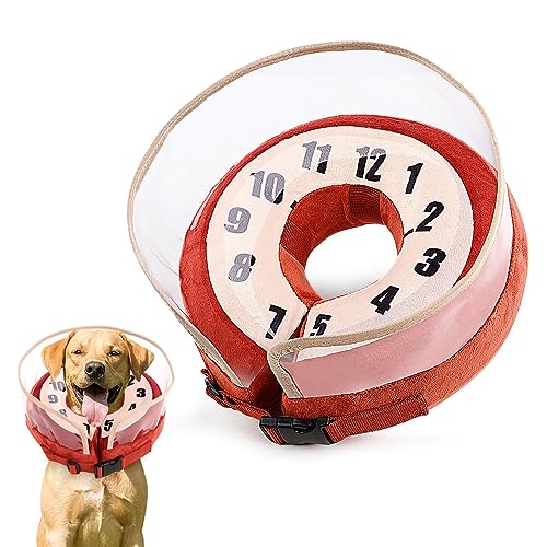 SAWMONG Aufblasbares Hundehalsband, verstellbarer Kegel für Hunde nach Operationen, weiche Haustier-Erholungskegel für kleine, mittelgroße und große Hunde und Katzen, verbessertes Anti-Beißen Lecken von SAWMONG