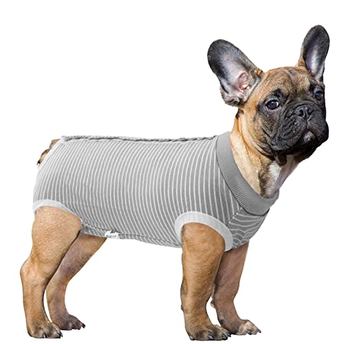 SAWMONG Erholungsanzug für Hunde, Hunde-Erholungsshirt für Bauchwunden oder Hautkrankheiten, Haustier-Operationen, Snugly Suit, Anti Licken, E-Halsband und Kegel (grau 3XL) von SAWMONG