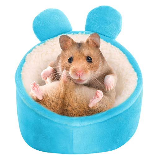 SAWMONG Hamster-Mini-Bett, warme kleine Haustiere, Tierhaus-Bettwäsche, gemütliches Nestkäfig-Zubehör, leichtes Baumwollsofa für Zwerghamster (blau) von SAWMONG