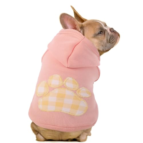 SAWMONG Hunde-Kapuzenpullover, Flanell, Haustier-Kapuzenpullover mit Mütze, Welpenpullover (Rosa, XL) von SAWMONG