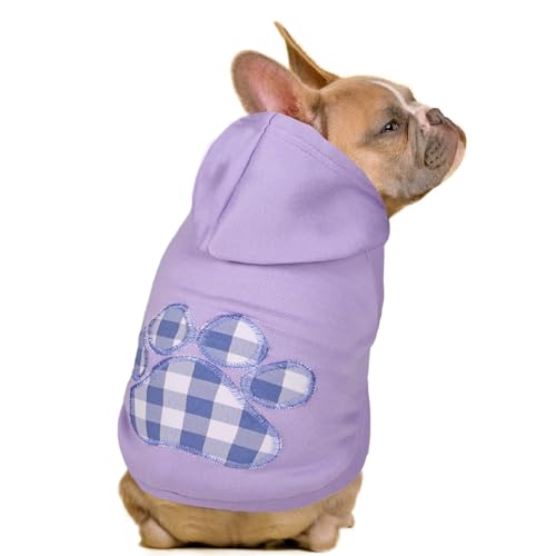 SAWMONG Hunde-Kapuzenpullover, Flanell, Haustier-Kapuzenpullover mit Mütze, Welpenpullover (lila, XL) von SAWMONG