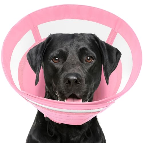 SAWMONG Hundekegel, weiche Hundekegel für große Hunde nach Operationen, atmungsaktives Haustier-Kegelhalsband, um Lecken zu stoppen, bequemes Elizabeth-E-Halsband für Hunde, Alternative zu Kegeln (L von SAWMONG